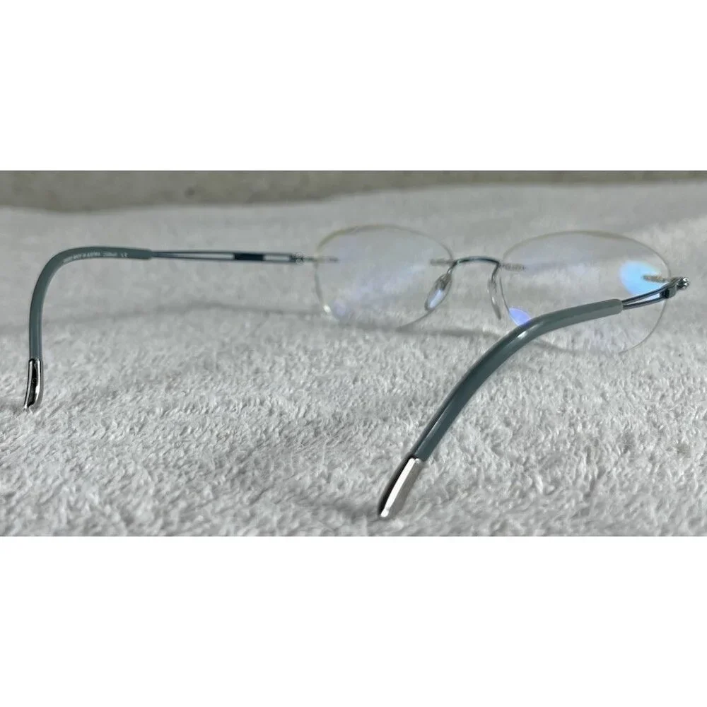 Silhouette 5521 FB 5040 Rimless Round Blue Gunmetal Eyeglasses Frames 52-17-140
